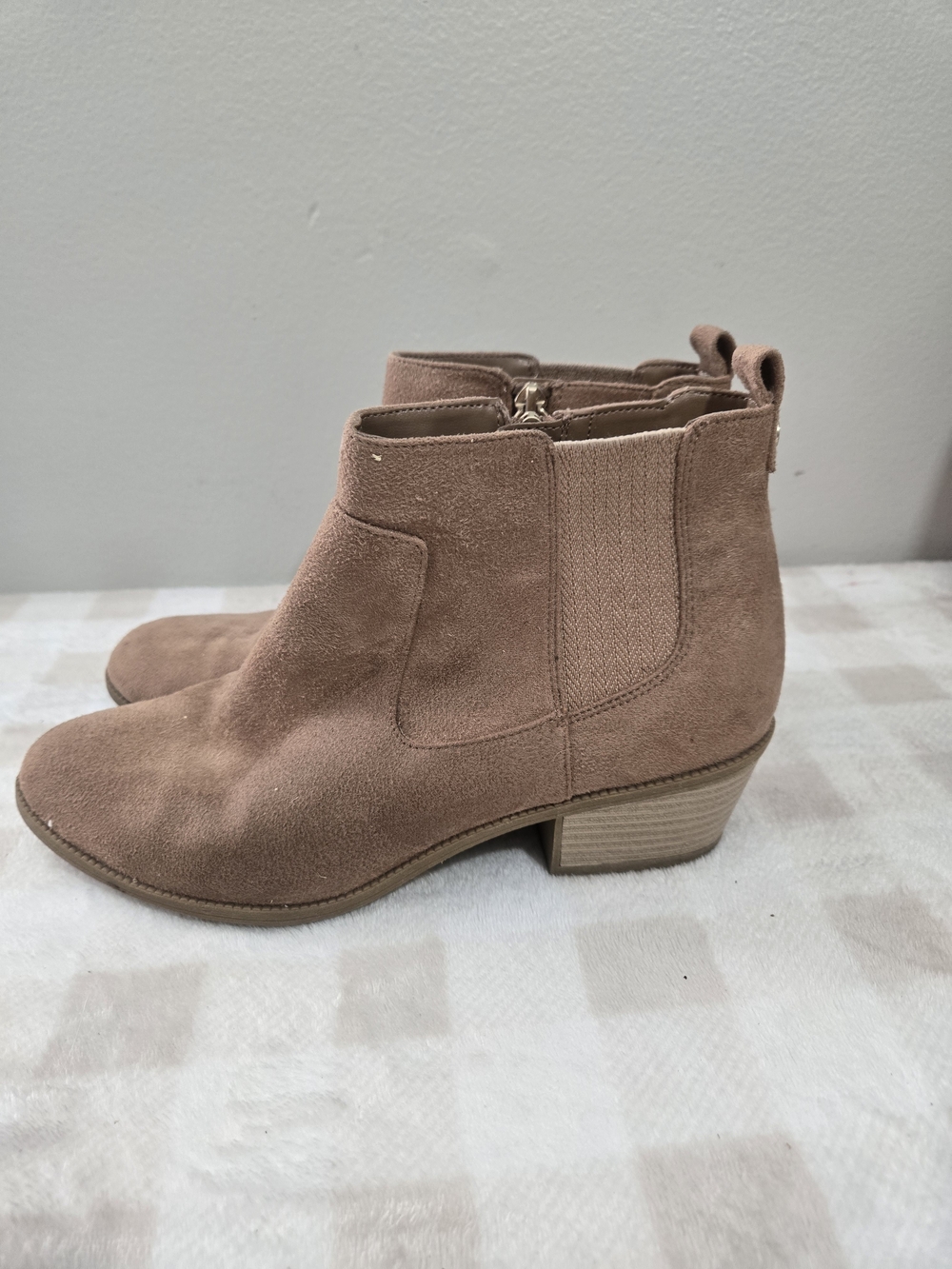 Dr. Scholl's Belief Women’s Beige Faux Leather Ankle Booties Zip US 7.5M